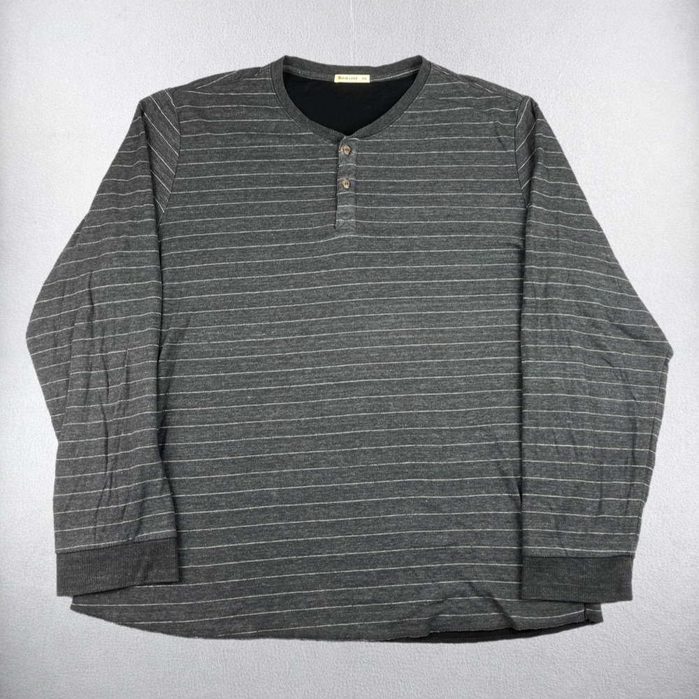 Marine Layer Henley Shirt Mens XXL Gray Striped Long Sleeve Rayon Blend Casual